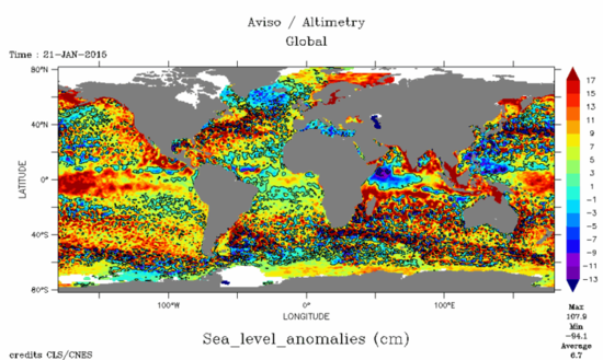 Sea surface height anomalies 20Jan15